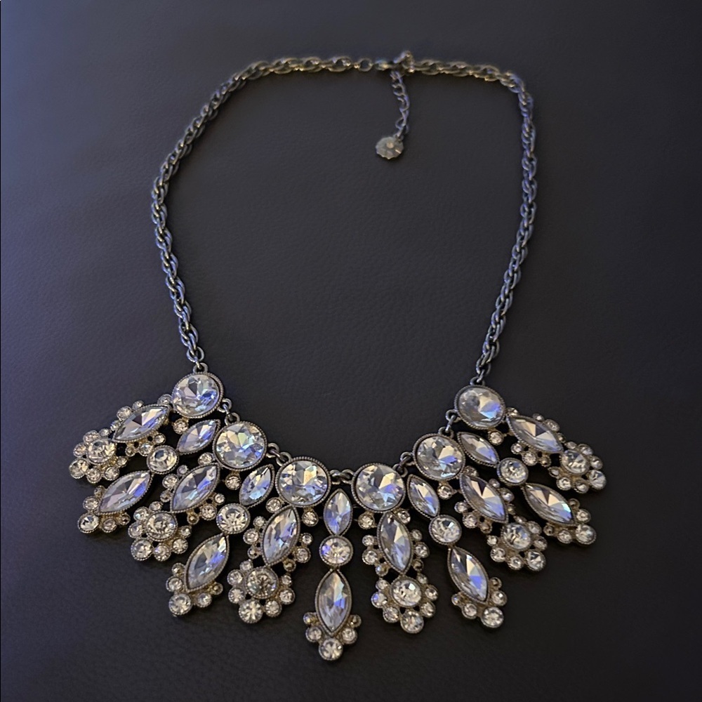 Monet Silver Crystal Necklace